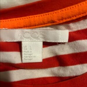 COS Vibrant Orange and White Striped Shirt